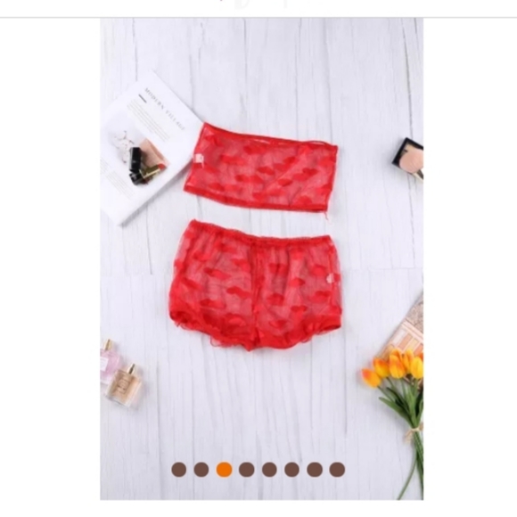 Heart print mesh lingerie set NWOT - Picture 2 of 2